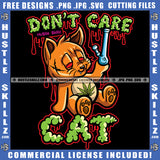 Don't Care Cat Quote Color vector Gangster Scarface Cat Smoking Marijuana Weed Design Element Cat Red Eyes Hustler Hustling SVG JPG PNG Vector Clipart Cricut Cutting Files