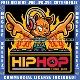 Hip Hop Quote Color Vector Gangster Scarface Cat On Dj Seat Design Element Cat Wearing Headphone Hustler Hustling SVG JPG PNG Vector Clipart Cricut Cutting Files