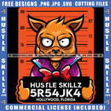 Hustle Skillz 5R54JK4 Hollywood, Florida Quote Text Vector Gangster Cat Design Element Police Station Hustler Hustling SVG JPG PNG Vector Clipart Cricut Cutting Files
