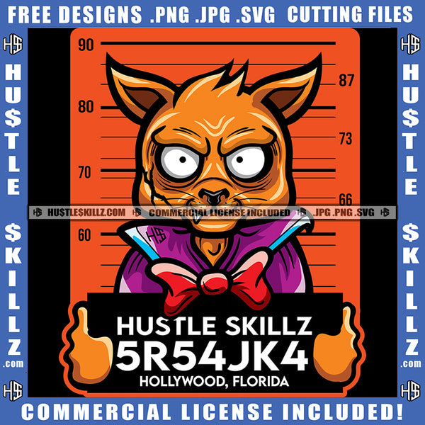 Hustle Skillz 5R54JK4 Hollywood, Florida Quote Text Vector Gangster Cat Design Element Police Station Hustler Hustling SVG JPG PNG Vector Clipart Cricut Cutting Files