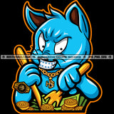Gangster Cat Eating Hustler Money Grind Hustling Gangster Cat Smile Face Vector Design Element SVG PNG JPG Vector Cutting Cricut