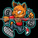 Gangster Scarface Cat Vector Design Element Cat Holding Money Bags Grind Bank Wealth Cash Gangster Cat Running Design SVG PNG JPG Vector Cutting Cricut