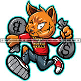 Gangster Scarface Cat Vector Design Element Cat Holding Money Bags Grind Bank Wealth Cash Gangster Cat Running Design SVG PNG JPG Vector Cutting Cricut