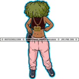 African American Gangster Woman Standing No Face Curly Hair Melanin Woman Holding Bag Vector Design Element SVG JPG PNG Vector Clipart Cricut Cutting Files