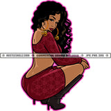 African Ghetto Girl Gangster Street Girl Funky Young Woman Wearing Sexy Dress Face Urban Swag Hip Hop Vector Design Element SVG JPG PNG Vector Clipart Cricut Silhouette Circuit