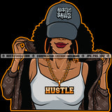 African American Woman Wearing Sexy Cloth And Cap Curly Hairstyle No Eyes Design Element Melanin Woman Smile Face SVG JPG PNG Vector Clipart Cricut Cutting Files