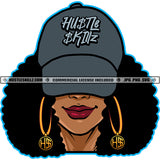 African American Woman Curly Hairstyle Wearing Baseball Cap Melanin Woman Smile Face No Eyes Vector Design Element SVG JPG PNG Vector Clipart Cricut Cutting Files