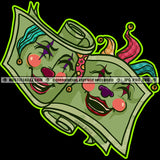 Mardi Gras Comedy And Tragedy Masks Design Clown Face On Money Roll Smile Joker Face Vector Design Element SVG JPG PNG Vector Clipart Cricut Cutting Files