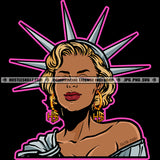 Marilyn Monroe Statue Of Liberty Vector Artwork Design Element Crown On Head Color Borderline  SVG JPG PNG Vector Clipart Cricut Cutting Files