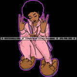 African Cute Cartoon Black Woman Female Girl Face Afro Hair Big Eyes Lola Sexy Pose Fashion Queen Vector Design Element SVG JPG PNG Vector Clipart Cricut Cutting Files