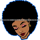 African American Puffy Afro Hair Woman Beautiful Face Sexy Eyes Lipstick Vector Design Element SVG JPG PNG Vector Clipart Cricut Cutting Files