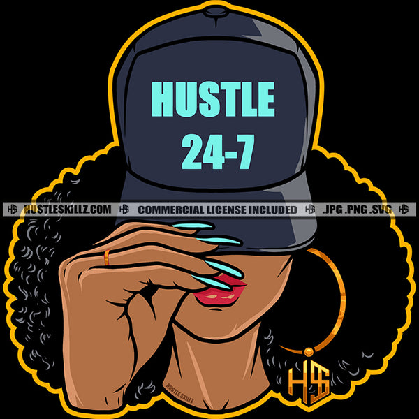 African Ghetto Babe Street Girl Funky Girl Woman Face Urban Swag Hip Hop Girl Ebony Nubian Long Nail SVG JPG PNG Vector Clipart Cricut Cutting Files