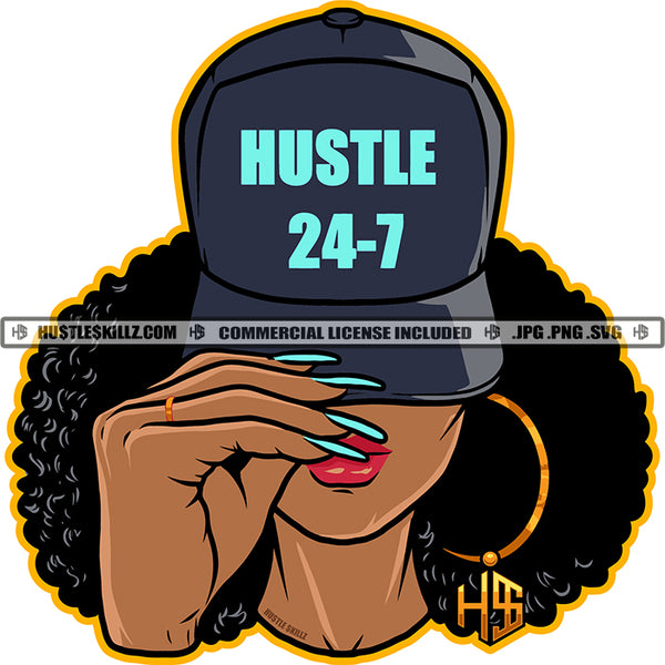 African Ghetto Babe Street Girl Funky Girl Woman Face Urban Swag Hip Hop Girl Ebony Nubian Long Nail SVG JPG PNG Vector Clipart Cricut Cutting Files