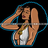 Afro Woman Beautiful Plus Size Curvy Breast Bodacious Sexy Melanin Woman Head Curly Hairstyle Vector Design Element SVG JPG PNG Vector Clipart Cricut