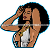 Afro Woman Beautiful Plus Size Curvy Breast Bodacious Sexy Melanin Woman Head Curly Hairstyle Vector Design Element SVG JPG PNG Vector Clipart Cricut