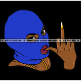 African Gangster Woman Gun Hand Sign Melanin Woman Wearing Blue Ski Mask Sexy Pose Vector Design Element SVG JPG PNG Vector Clipart Cricut Cutting Files