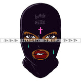 African American Gangster Woman Wearing Black Color Ski Mask On Cross Design Element Melanin Woman Head Design SVG JPG PNG Vector Clipart Cricut Cutting Files