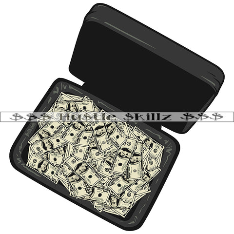 Briefcase Full Of Money Vector Dollar Bills 100 Dollar Design Element Bag Of Money Investor SVG JPG PNG Vector Clipart Cricut Cutting Files