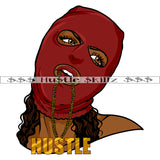 Hustle Quote Color Vector African Woman Head Design Element Gold Chain On Mouth Sexy Eye Vector Design Element SVG JPG PNG Vector Clipart Cricut Cutting Files