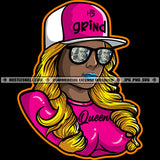 Melanin Woman Humble But Hungry Money Glasses Wearing Cap Blonde Hair Grind Design Element Golden Color Woman Hair Style SVG JPG PNG Vector Clipart Cricut Cutting Files