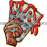 Black Woman Hand Holding Money Color Dripping On Money Vector Design Element Color African American Woman Hand SVG JPG PNG Vector Clipart Cricut Cutting Files