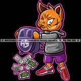 Gangster Scarface Cat Backpack Money Cash Vector Cat Standing Smile Face Design Element SVG JPG PNG Vector Clipart Cricut Cutting Files