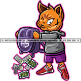 Gangster Scarface Cat Backpack Money Cash Vector Cat Standing Smile Face Design Element SVG JPG PNG Vector Clipart Cricut Cutting Files