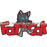 Fat Cat Color Quote Gangster Scarface Cat Standing Smile Face Design Element White Background Vector SVG JPG PNG Vector Clipart Cricut Cutting Files