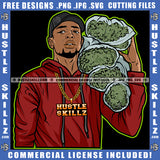 African American Man Holding Marijuana Weed Design Element Hustler Hustling SVG JPG PNG Vector Clipart Cricut Cutting Files