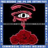African American Woman Eyes Dropping Blood On Floor Logo Design Element Blood Rose Hustler Hustling SVG JPG PNG Vector Clipart Cricut Cutting Files