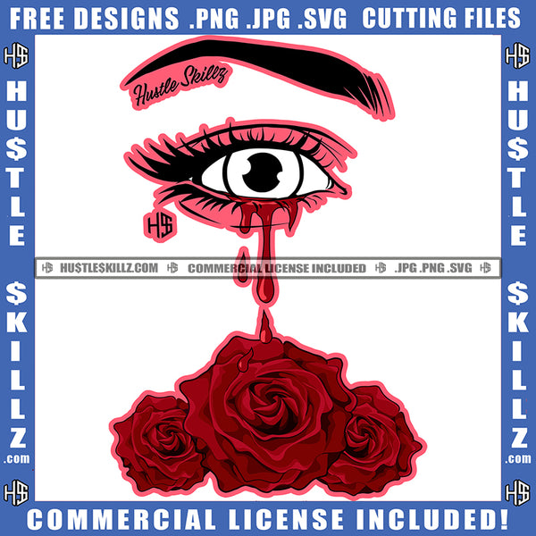 African American Woman Eyes Dropping Blood On Floor Logo Design Element Blood Rose Hustler Hustling SVG JPG PNG Vector Clipart Cricut Cutting Files