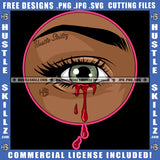 African American Woman Brown Eyes Dropping Blood Logo Design Element Hustler Hustling SVG JPG PNG Vector Clipart Cricut Cutting Files