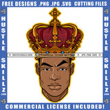 African American Gangster King Head Design Element Crown On Nubian King Head Hustler Hustling SVG JPG PNG Vector Clipart Cricut Cutting Files