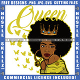 Queen Quote Color Vector African American Queen Woman Sexy Pose Design Element Melanin Woman Crown On Head Hustler Hustling SVG JPG PNG Vector Clipart Cricut Cutting Files