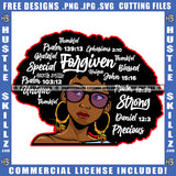 God SaysIm1 Face Quote Color Vector Design Element African American Woman Curly Hair Wearing Sunglass Design Element Nubian Woman Black Head Quote Hustler Hustling SVG JPG PNG Vector Clipart Cricut Cutting Files