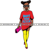 African American Selim Woman Standing Design Element Melanin Woman Holding Bag Hustler Hustling SVG JPG PNG Vector Clipart Cricut Cutting Files