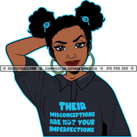 Their Misconceptions Are Not Your Imperfections Color Quote Beautiful African American Woman Smile Face Black Beauty Girl Hand Holding Hair Afro Hair Style Vector SVG JPG PNG Vector Clipart Cricut Cutting Files