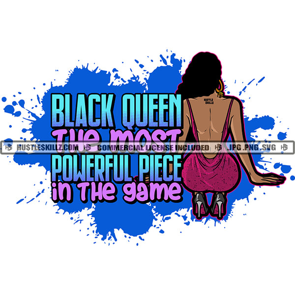 Black Queen The Most Powerful Piece Woman Dress Gown Kneeling Heels Splash Hustle Skillz JPG PNG  Clipart Cricut Silhouette Cut Cutting