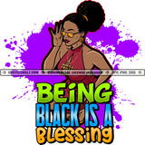 Being Black Is A Blessing Black Woman Afro Sunglasses Halter Dress Necklace Splash Hustle Skillz JPG PNG  Clipart Cricut Silhouette Cut Cutting