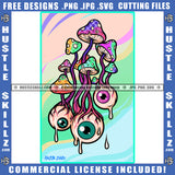 Magic Mushroom Eyes Color Design Element Cartoon Devil Eyes Hustler Hustling SVG JPG PNG Vector Clipart Cricut Cutting Files