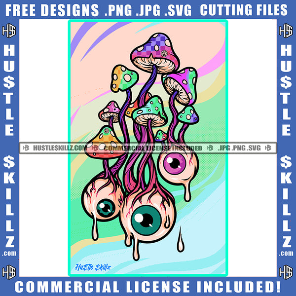 Magic Mushroom Eyes Color Design Element Cartoon Devil Eyes Hustler Hustling SVG JPG PNG Vector Clipart Cricut Cutting Files