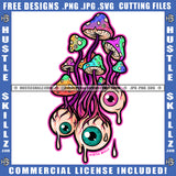 Cartoon Mushroom Eyes Color Design Element Devil Evil Monster Eyes Design Element Hustler Hustling SVG JPG PNG Vector Clipart Cricut Cutting Files