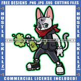 African American Gangster Cat Holding Spray Design Element Cat Wearing Musk Street Cat Hustler Hustling SVG JPG PNG Vector Clipart Cricut Cutting Files