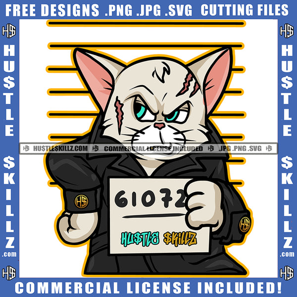 Gangster Scarface Cat Angry Face Design Element Mafia Cat Hustler Hustling SVG JPG PNG Vector Clipart Cricut Cutting Files