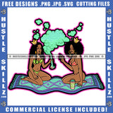 African American Woman Sitting On Mat Design Element Melanin Woman Wearing Bikini Crown On Head Hustler Hustling SVG JPG PNG Vector Clipart Cricut Cutting Files