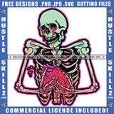 Skull Skeleton Body Design Element Skull Blood Eyes Hearts On Hand Hustler Hustling SVG JPG PNG Vector Clipart Cricut Cutting Files