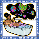 African American Woman Sleep On Bath Top  Design Element Melanin Woman Bath Hustler Hustling SVG JPG PNG Vector Clipart Cricut Cutting Files