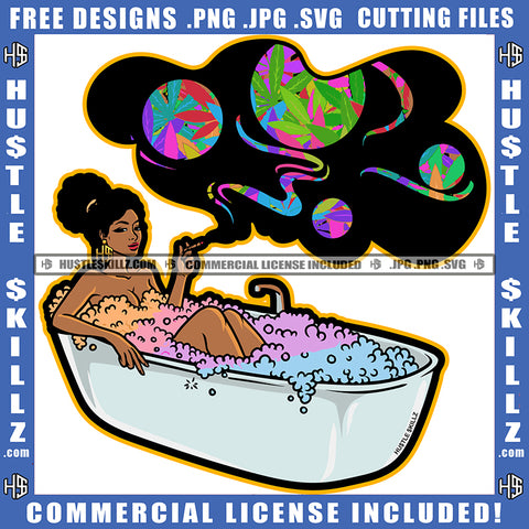 African American Woman Sleep On Bath Top  Design Element Melanin Woman Bath Hustler Hustling SVG JPG PNG Vector Clipart Cricut Cutting Files