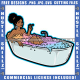 African American Woman Sleep On Bath Top Holding Marijuana Design Element Melanin Curly Hair Hustler Hustling SVG JPG PNG Vector Clipart Cricut Cutting Files