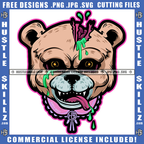 African American Zombie Cat Head Break Design Element Melanin Brown Color Cat Smile Face Hustler Hustling SVG JPG PNG Vector Clipart Cricut Cutting Files